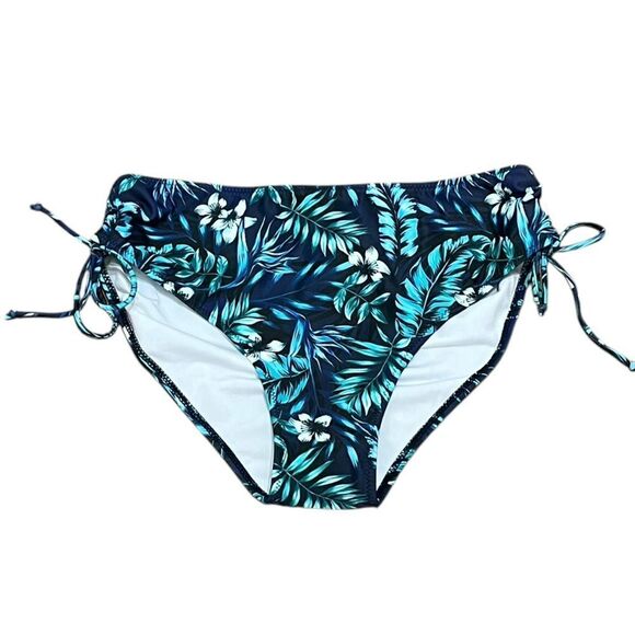 Tropical Floral Blue And Green Bikini Bottom, Size L, NWOT - Picture 1 of 5